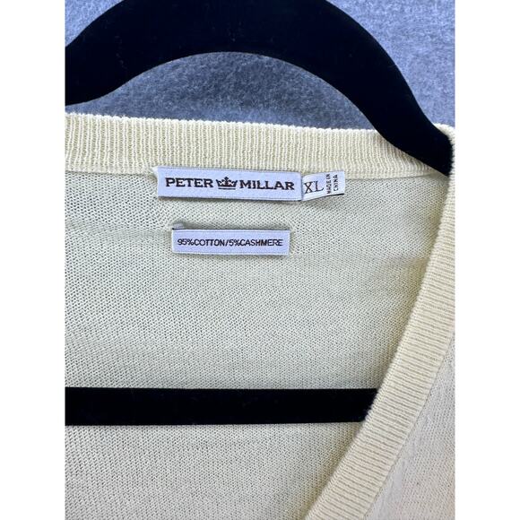 Peter Millar Mens sz XL Cashmere Cotton Blend Vneck Pullover Sweater Golf Attire - Picture 5 of 10